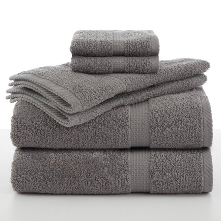 Utica Utica Essentials 6 Piece Cotton, Linen Bath Towel Set, Gray