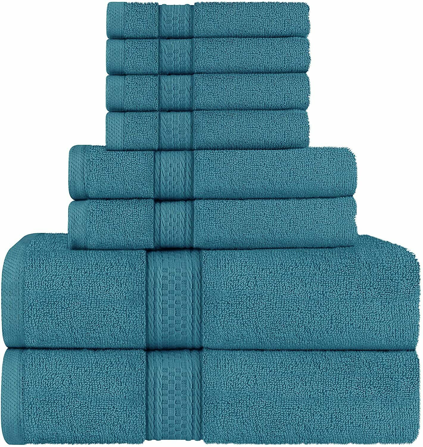 Utopia Towels 600 GSM 8Pc Towel Set 2 Bath Towels 2 Hand Towels 4 Washcloths