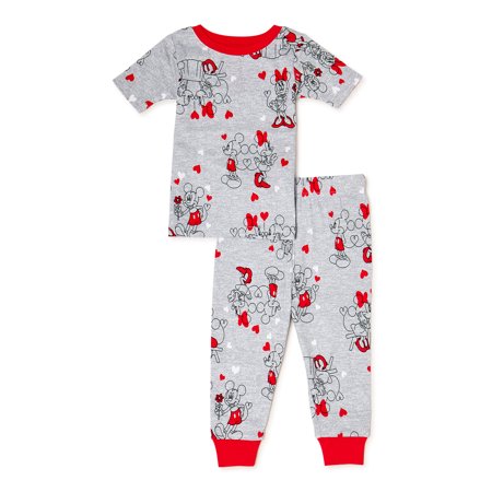 Valentine's Day Mickey Mouse Unisex Baby and Toddler Cotton Pajama Set, 2-Piece, Sizes 12M-5T