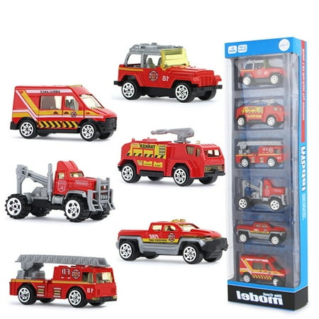 VANLOFE Car Toys Cheap For Boys Aged 2 3 4+ Gift City Rescue Team Real Metal Classic Gift Bag 6...