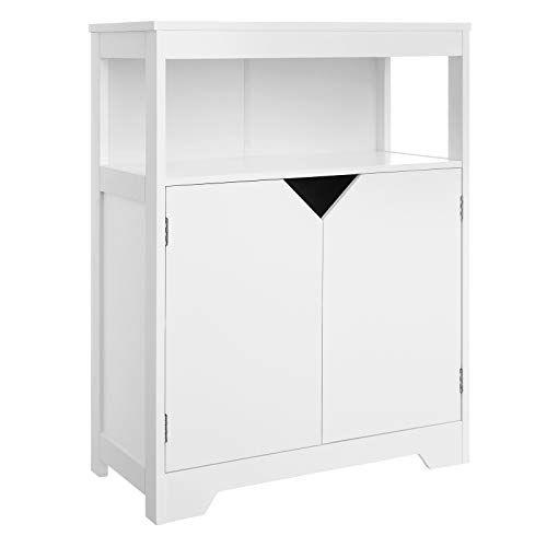 VASAGLE Bathroom Storage Cabinet, Floor Cabinet Cupboard, with Large Storage Capacity, Printed Marble-Like Pattern, Open Shelf, and Adjustable Closed Shelf, 23.6 x 11.8 x 31.5 Inches, White On Sale At Amazon.com