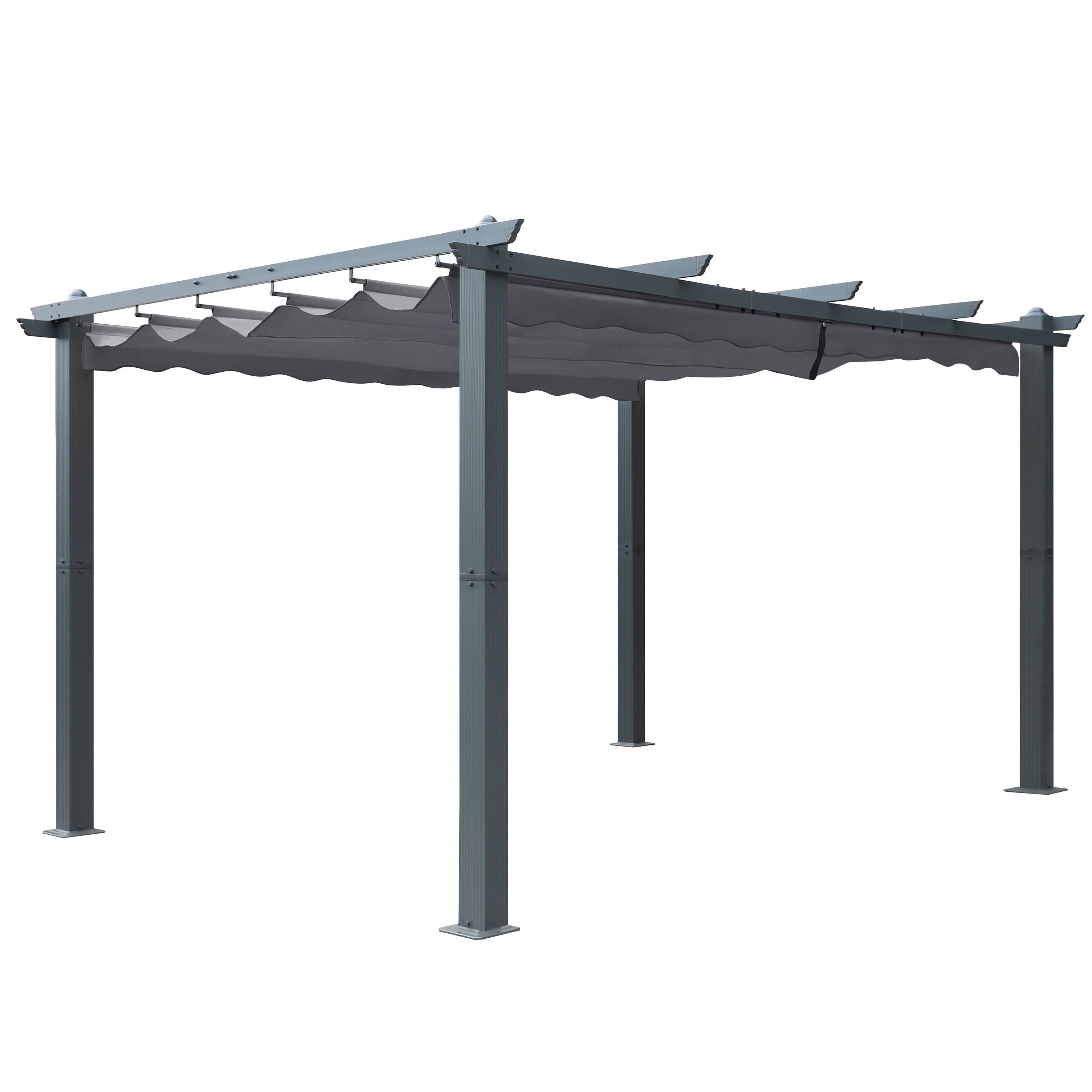 VEIKOUS 10-ft W x 10-ft L x 7-ft 3-in Gray Metal Freestanding Pergola with Canopy