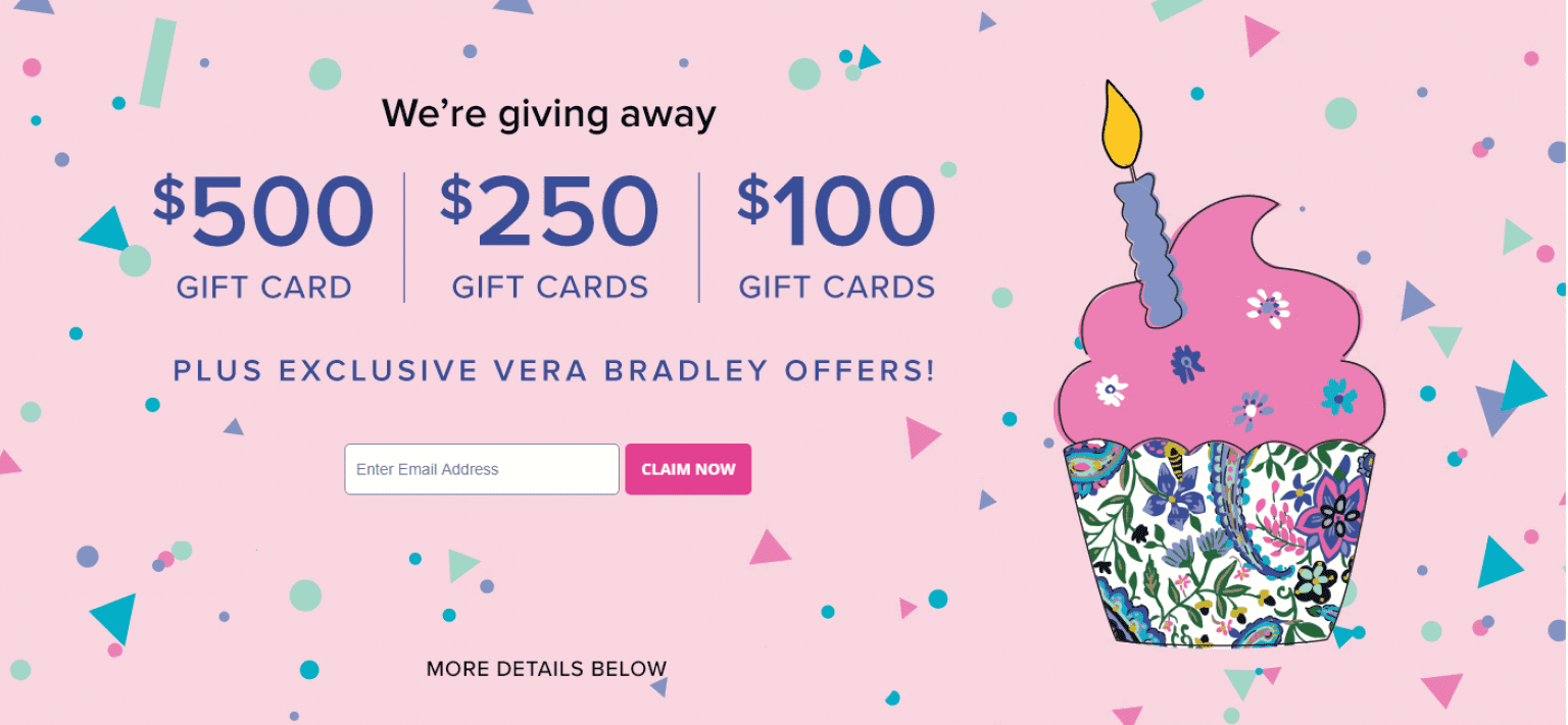 FREE $500, $250 or $100 Vera Bradley Gift Card! EVERYONE WINS!