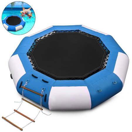 VEVOR 10ft Inflatable Water Bouncer Water Trampoline Splash Padded Inflatable Bouncer Bounce Swim Platform for Water Sports