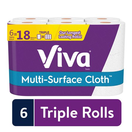 Viva Multi-Surface Cloth Paper Towels, Choose-A-Sheet, White, 6 Triple Rolls