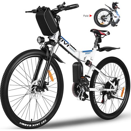 Vivi 26 In. Electric Bike for Adults, Folding Electric Mountain Bicycle Max 50Miles, Full Suspension, 36V 350W E-Bike Motor with Removable 8Ah Lithium-Ion Battery Electric City Bike