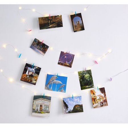 Vivitar Photo Clip String Lights 15Ft - 36 LED Fairy String Lights with 16 Colored Clips for Hanging Pictures, Perfect Dorm Bedroom Wall Decor Wedding Decorations