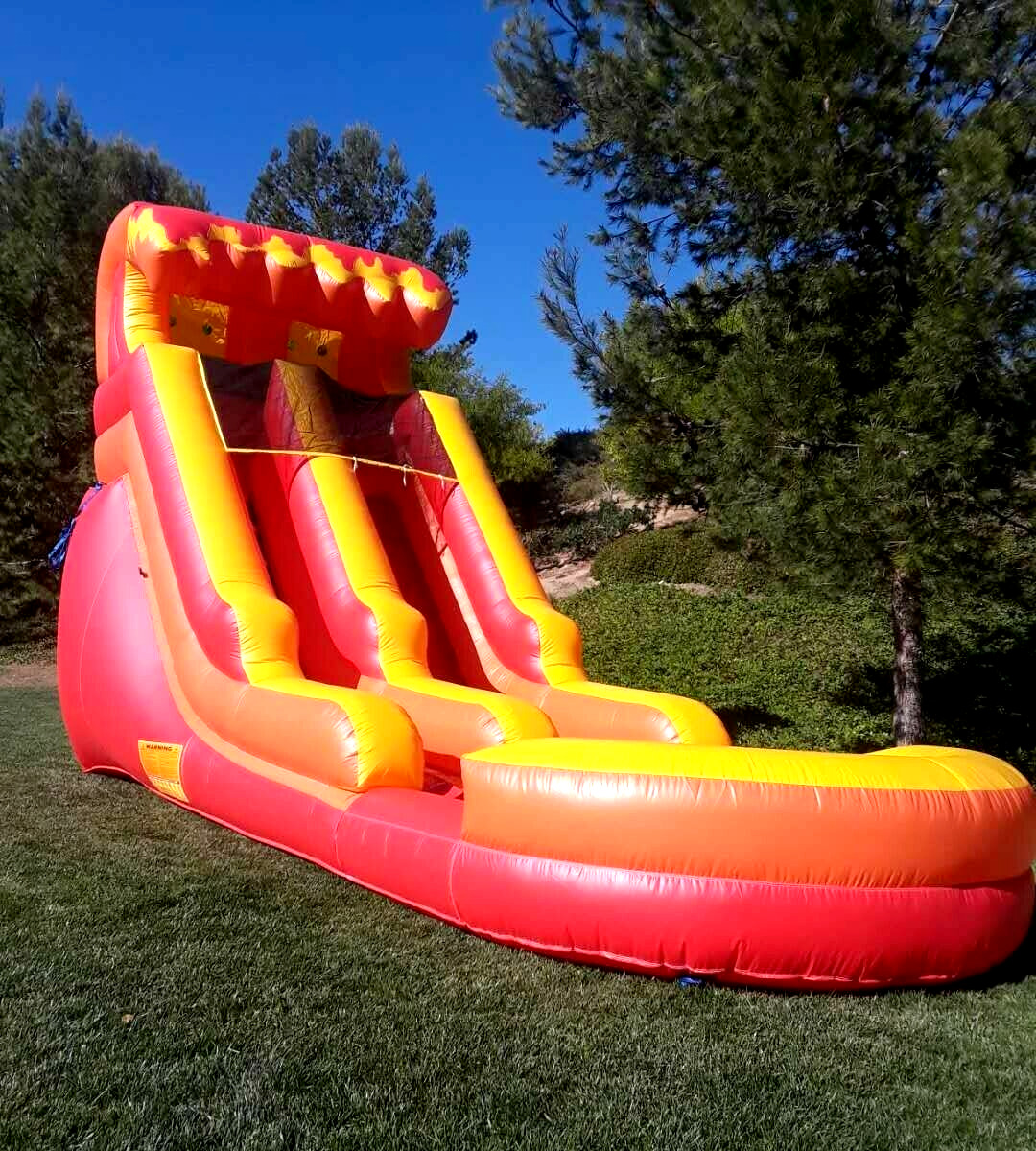 Volcano Red Wave 15 Foot Inflatable Water Slide Commercial PVC + 1.5HP Blower