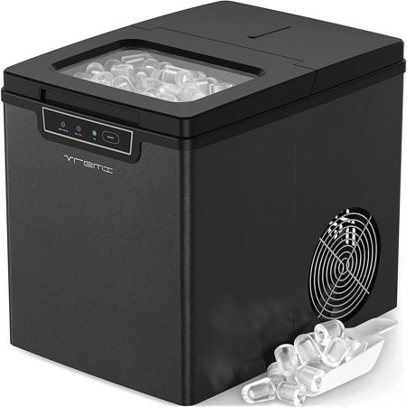 Vremi Very Nice Ice Maker for Countertop - Fast 8-Minute Ice Production - Beautiful Bullet-Shaped Cubes - Makes 26 Pounds Per Day - Energy Efficient - Black