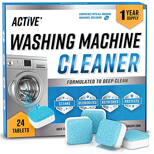 Washing Machine Cleaner Descaler 24 Pack - Deep Cleaning Tablets For HE Front Loader & Top Load Washer, Clean Inside Drum And Laundry Tub Seal On Sale At Amazon.com