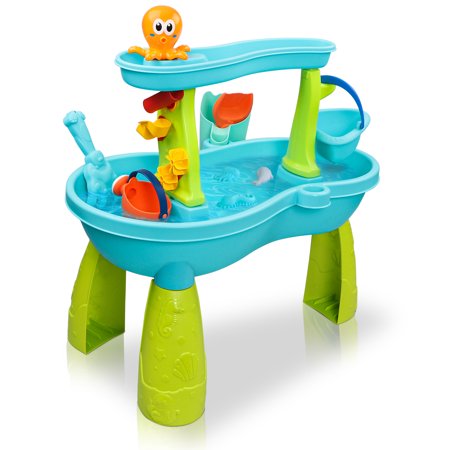Water Table for Toddler 1 2 3 Years Old, Rain Showers Splash Pond Outdoor Toy Kids Water Play