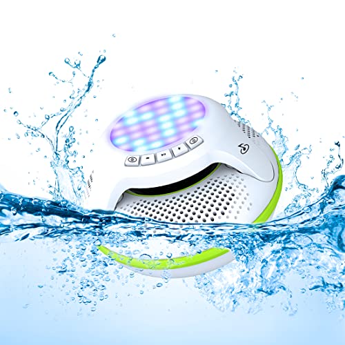 Waterproof Bluetooth Speaker,SwFoer Shower Speakers Bluetooth Wireless Waterproof IPX7 Pool Floating with BT 5.0 Multi-Lights for Hot Tub Pool Bathroom Gift for Baby Adults (Green) On Sale At Amazon.com