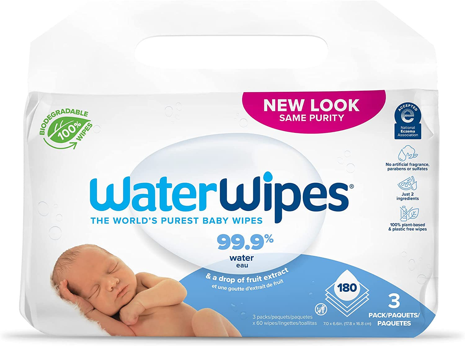 Waterwipes Biodegradable Original Baby Wipes, 99.9% Water Based Wipes, Unscented