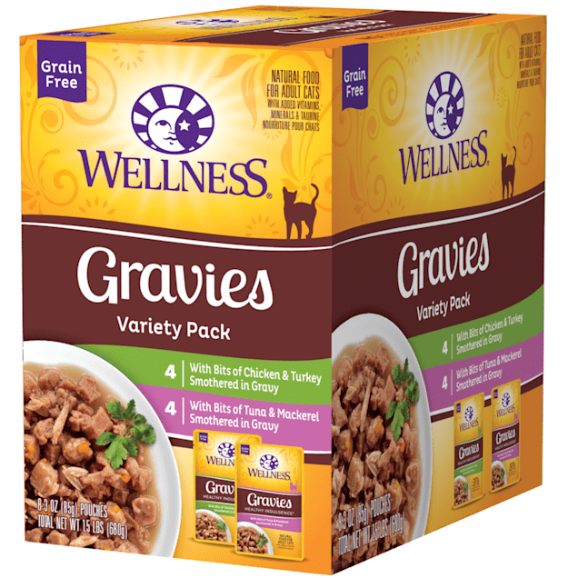 Wellness Complete Health Indulgence Grain Free Gravies Variety Pack Wet Cat Food, 3 oz., Count of 8