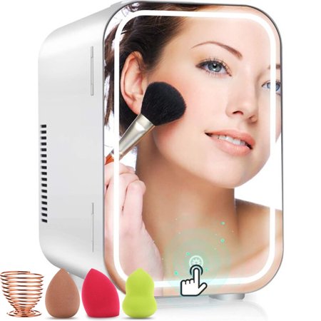 Werseon Mini Fridge 8L Capacity Portable Beauty Makeup Skincare Fridge Cosmetics Compact LED Mirror Refrigerator