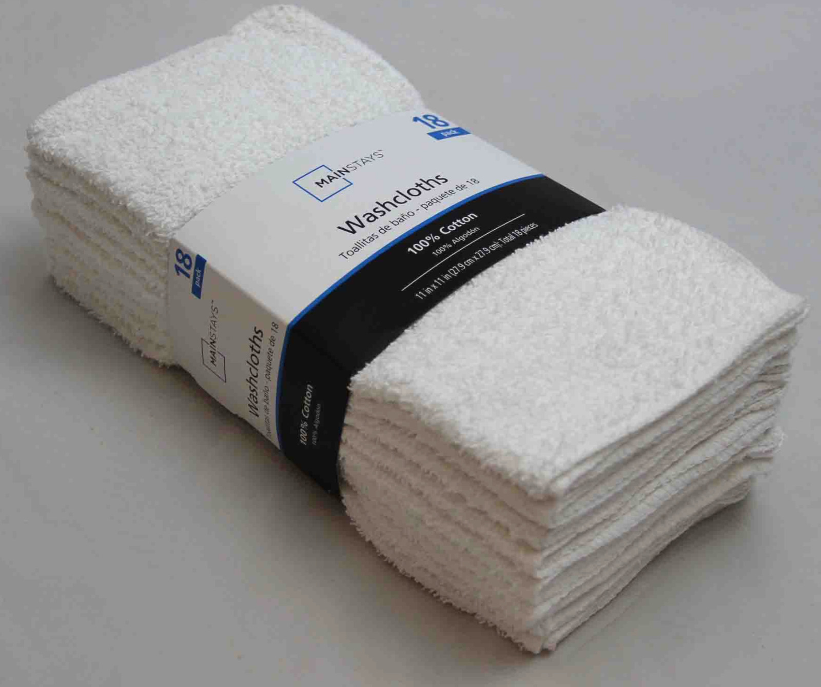 White Cotton Washcloth Pack - 18 Count