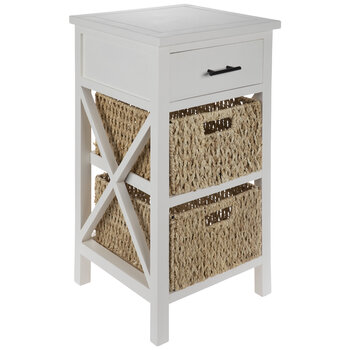 White Wood Cabinet With Baskets