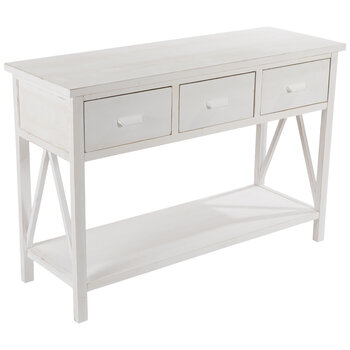 White Wood Console Table With Drawers