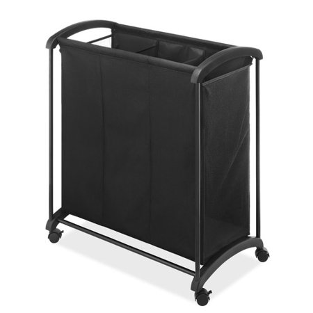 Whitmor 3 Section Laundry Sorter with Wheels, Black