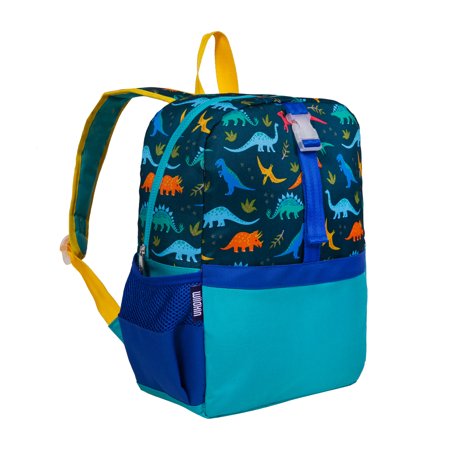 Wildkin Jurassic Dinosaurs Child, Teen Pack-It-All 15 Inch School & Travel Backpack in Blue for Boys, Front strap for attaching Wildkin's Clip-in Lunchbox, Generously sized exterior front pocket