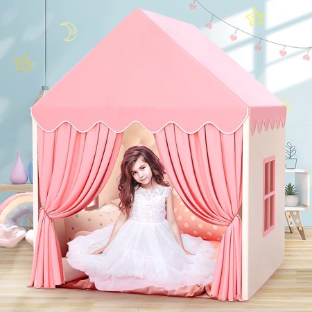 Wilwolfer Canvas Princess Large Kids Tent for Girls Pink Fairy Playhouse Indoor Outdoor