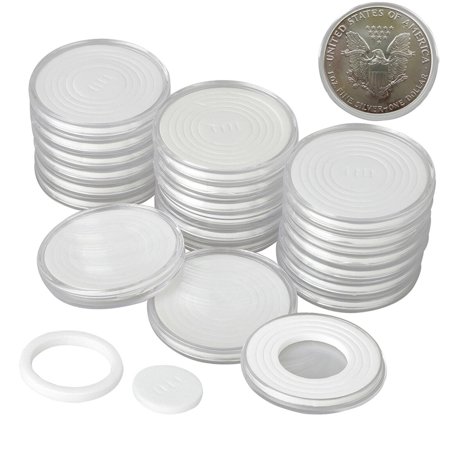 Windfall 20 Sets 46mm Coin Holder Capsules Clear Round Plastic Coin Container Case for Coin Collection Supplies Coin Holder Capsule Protector Collection Clear Coin Storage Box