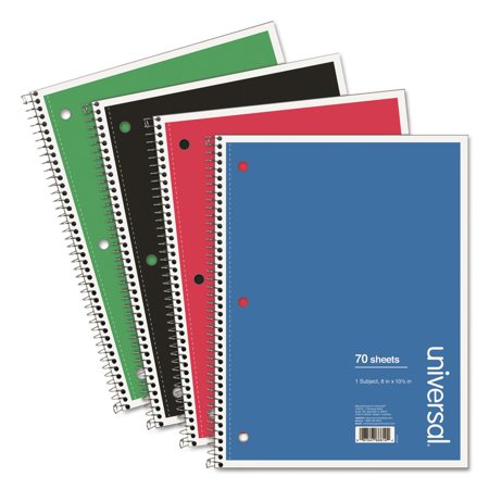 Wirebound 70-Sheet 1-Subject Medium/College Rule 10.5 in. x 8 in. Notebook - Assorted Color Covers (4-Piece/Pack)