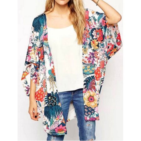 Women Holiday Lace Floral Kimono Cardigan Ladies Summer Tops Blouse Plus Size