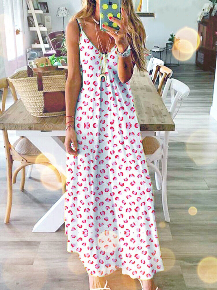Women Ladies Long Maxi Dress Boho Holiday Beach Summer Floral Cocktail Sundress