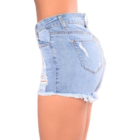 Women Summer Casual Hot Pants Denim Beach Stretchy Ripped Jeans Shorts