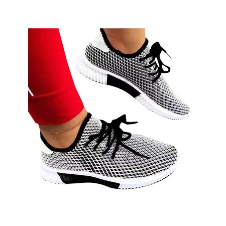Women's Lace Up Breathable Mesh Knit Running Sports Shoes Running Trainers Sneakers