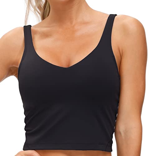 Women’s Longline Sports Bra Wirefree Padded Medium Support Yoga Bras Gym Running Workout Tank Tops (Black, X-Small) On Sale At Amazon.com