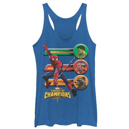 Women's Marvel Contest of Champions Spider-Man Battle Racerback Tank Top Royal Blue Heather X Large