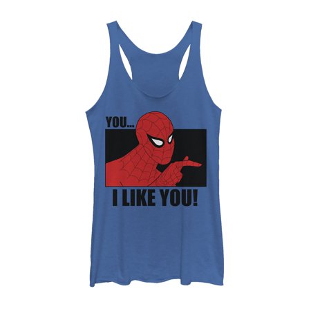 Women's Marvel Spider-Man Likes You Racerback Tank Top Royal Blue Heather X Large