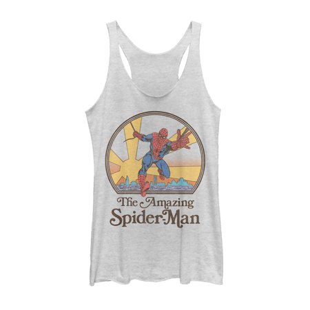 Women's Marvel Vintage Spider-Man Sun Racerback Tank Top White Heather Medium