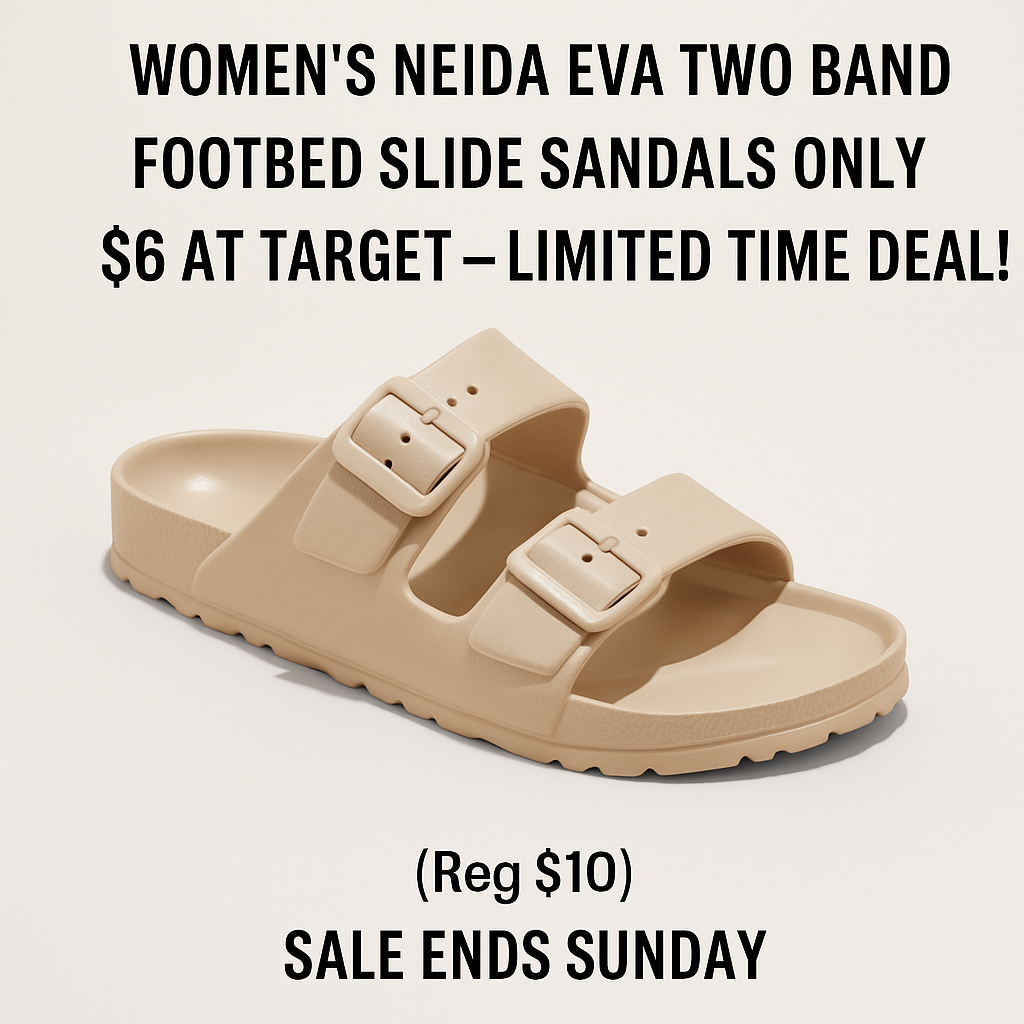 Women’s Neida EVA Two Band Footbed Slide Sandals Only $6 at Target – Limited Time Deal!