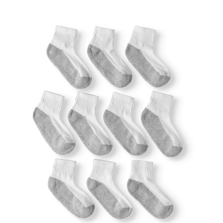Wonder Nation Boys Ankle Socks, 10-Pack, Sizes S (5-6.5) - L (9-11)