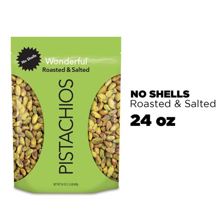 Wonderful Pistachios, No Shells, Roasted and Salted, 24 Ounce Resealable Bag