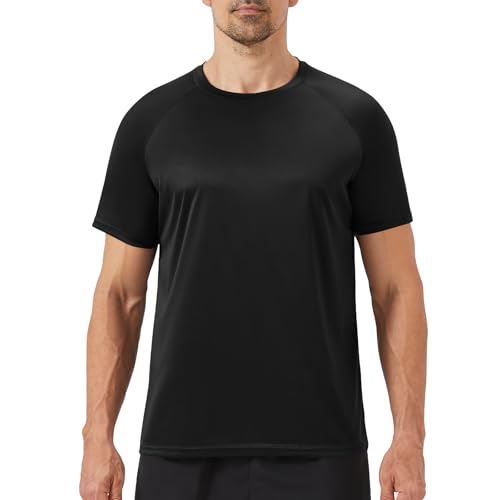 Crewneck T-Shirts - On Sale Today! Workout Mens Shirts - Casual Black Dry Fit Moisture Wicking T-Shirts Crew Neck Short Sleeve For Gym Athletic Running
