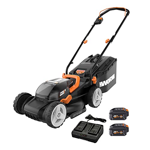 Worx WG779 40V Power Share 4.0Ah 14" Cordless Lawn Mower (Batteries & Charger Included) On Sale At Amazon.com