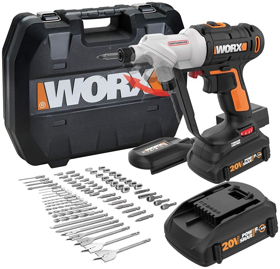 Worx WX176L.1 20V Power Share Switchdriver 2-In-1 Cordless Drill & Driver with 6