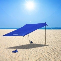 WOWSPEED Beach Tent Sun Shelter, Family Rainproof Beach Shade 7.3X7.3 FT For Camping, Trips,Backyard Fun Or Picnics in Blue/Gray | Wayfair