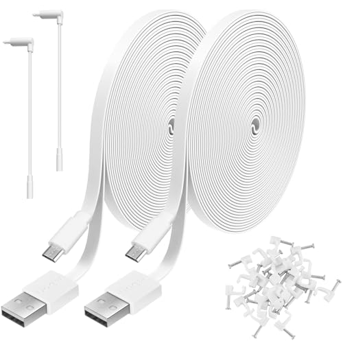 Wyze Cam v3 Today Only! 2 Pack 20Ft Power Extension Cable Compatible With Wyze Cam V4,Wyze Cam V3,Wyze Cam Pan,Wyze Cam Og,Nestcam Indoor,Blink,Amazon Cloud Camera,Usb To Micro Usb Durable Charging And Data Sync Cord(White)