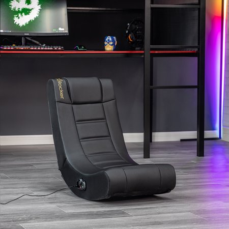 X Rocker Solo 2.0 Audio PU Leather Floor Rocker, Black, 30.3"x15.2"x24", Gaming Chair