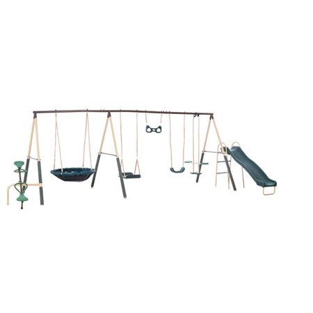 XDP Recreation Deerfield Playground Swing Set, Super Disc, Slide, Glider, See-Saw, & Swing