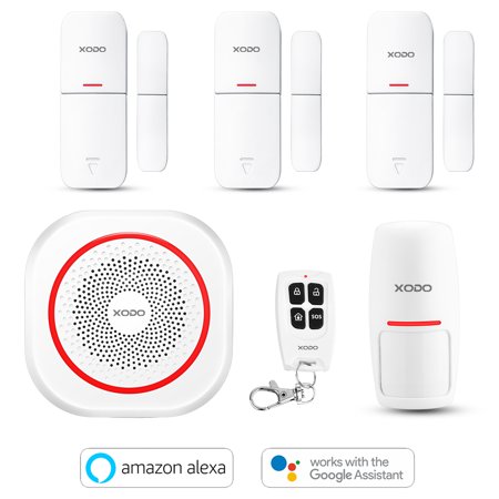 XODO Smart Home Security System 6 Pieces Kit, Alexa & Google Assistant Compatible, Wi-Fi, PIR Motion Sensor, Door, Window Alarm Sensor, Siren Alarm, Remote Control, Bundle Kit, PK6