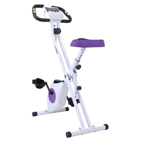 Xspec Foldable Stationary Upright Exercise Workout Indoor Cycling Bike, Purple