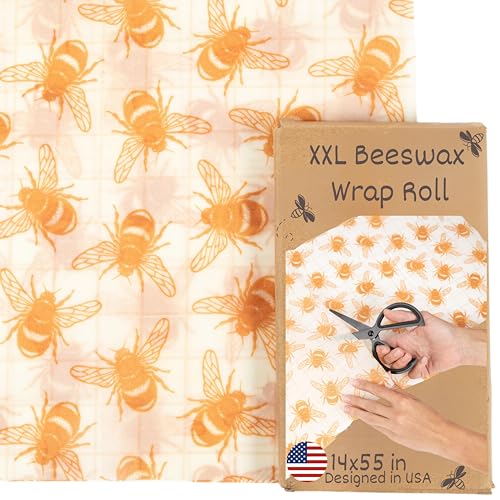 Bees Wrap Reusable Beeswax Wraps Today Only! Xxl Reusable Beeswax Wrap Roll 14 X 55 In | Cut To Size Beeswax Wraps For Food | Fold Into Bread Bags | Cute Food Wraps | Gift Reusable Wrap