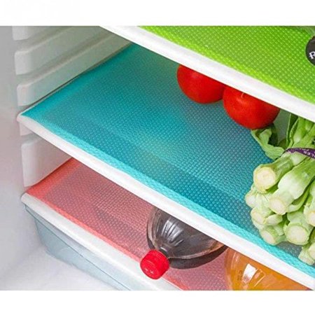 Yosoo Refrigerator Pad Antibacterial antifouling Mildew Moisture Absorption Pad Refrigerator Mats 4Pcs/Set 29cm * 45cm (Blue)