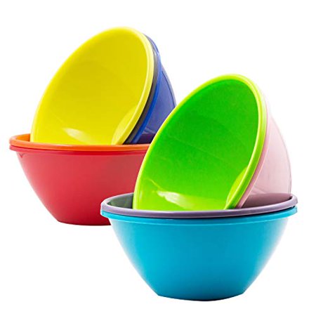 Youngever 32 Ounce Plastic Bowls, Large Cereal Bowls, Large Soup Bowls, Microwave Safe, Dishwasher Safe, Set of 9 in 9 Assorted Colors